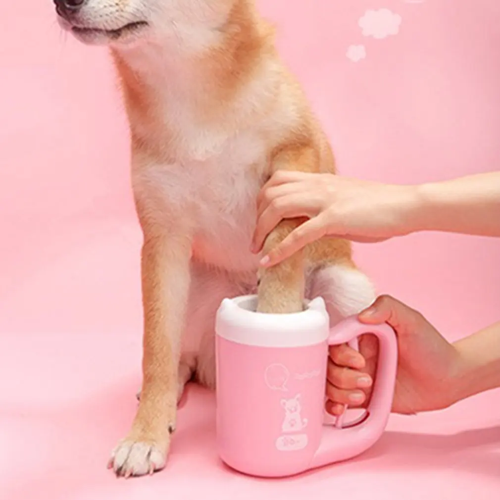 Автоматическая щетка для собак Pet Foot Cup Dog Cat приспособление для очистки лап для ног автоматическое нажатие вращающееся портативное моющее устройство