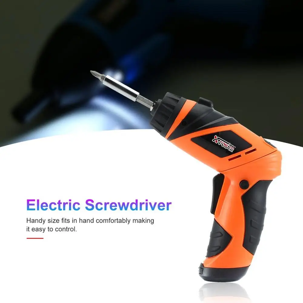 X-power 6V Cordless Electric Screwdriver Bits kit with LED Lighting Wireless Screw Power Driver Drill Power Tools