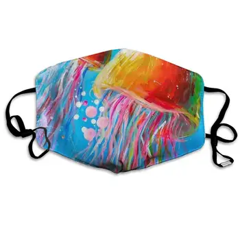 

Mouth Mask Watercolor Colorful Jellyfish in Sea Print Masks - Breathable Adjustable Windproof Mouth-Muffle, Camping Running for