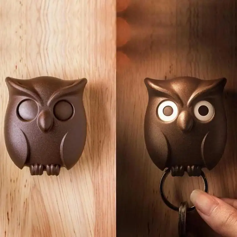 Owl Night Wall Magnetic Key Holder Magnets Hold Keychain Key Hanger Hook Hanging Will Open Eyes Bunny Bear Cartoon Decor 1PC wall holder magnetic hooks wall mount hooks wall organizer hook