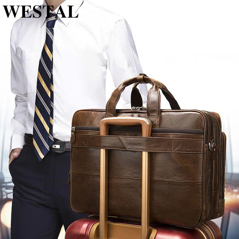 WESTAL багаж дорожные сумки для мужчин из натуральной Кожаные чемоданы и дорожные сумки ручной клади большой кожаный для уик-энда для костюм 7343