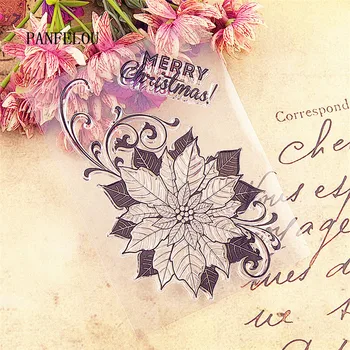 

PANFELOU 11x15 Christma Leaves the blossom Transparent Clear Silicone Stamp/Seal DIY scrapbooking/photo album clear stamp sheets