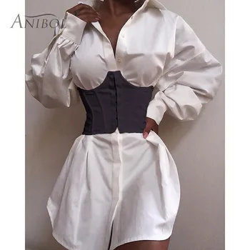 

Sexy Batwing Sleeve Mini Dress Women Office Lady Pleated Blouse Shirt Dress 2019 Autumn High Waist Slim Elegant Short Dress