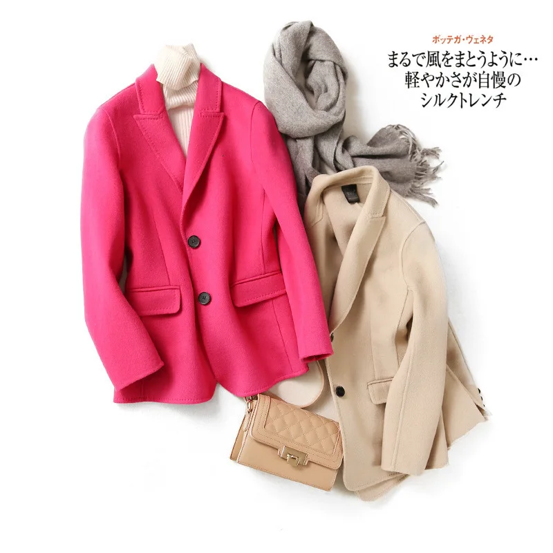 New Wool Coat Women Long Sleeve Turn-down Collar Outwear Jacket Casual Autumn Winter Elegant woolen Overcoat