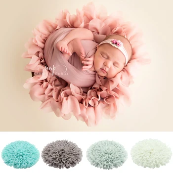 

Dia=50cm 5pcs/Set Flower Style Mat Soft Chiffon Cushion Photography Baby Prop Blanket Newborn Baby Photography Accessories