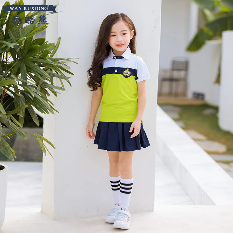 

British Style Kindergarten Suit Summer 6 Young STUDENT'S School Uniform Business Attire Short Sleeve T-shirt Suit National Day C