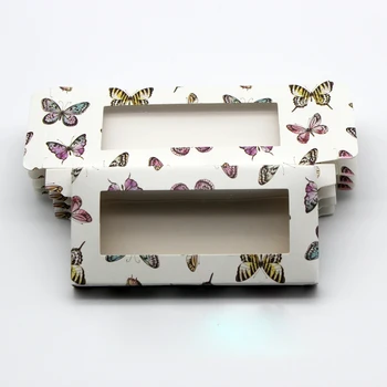 

Butterfly Beauty Eyelash Packaging Box Wholesale Glitter Paper Mink Rectangle Silver Eyelashes Boxes 10/20/30/50/100 Pieces