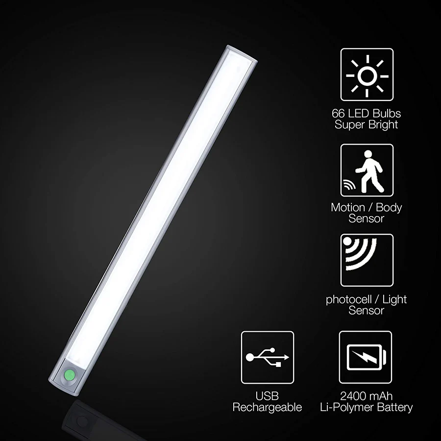 Binval USB Перезаряжаемый светодиодный светильник с датчиком движения под шкаф, светильник для шкафа, беспроводной ночной Светильник для шкафа, кухонного шкафа