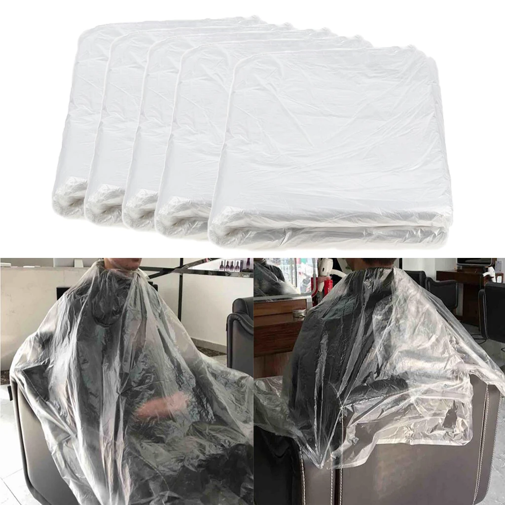 500x Disposable Hair Cutting Cape Gown Hairdresser Capes Apron Transparent
