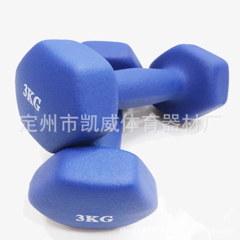 Hexagonal Matte Smooth Plastic-Dipping Women's Dumbbell Fitness Aerobics Dumbbell Women's Fitness 1 kg
