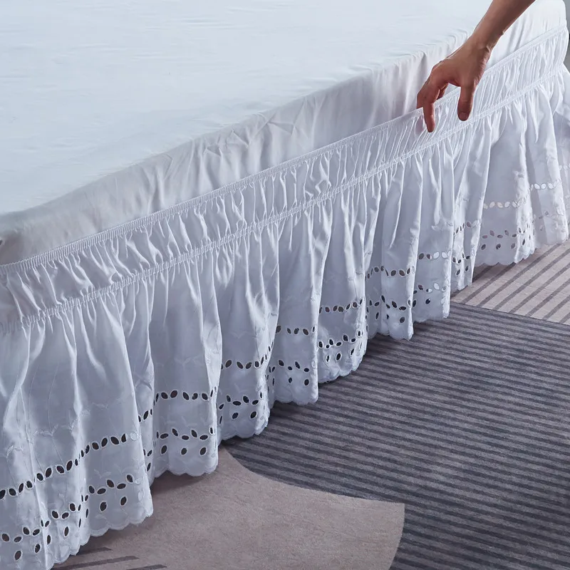 Embroidered Craft Ruffled Bed Skirt With Wrinkle & Fade Resistant Fabric -15 Inch Height bed skirt