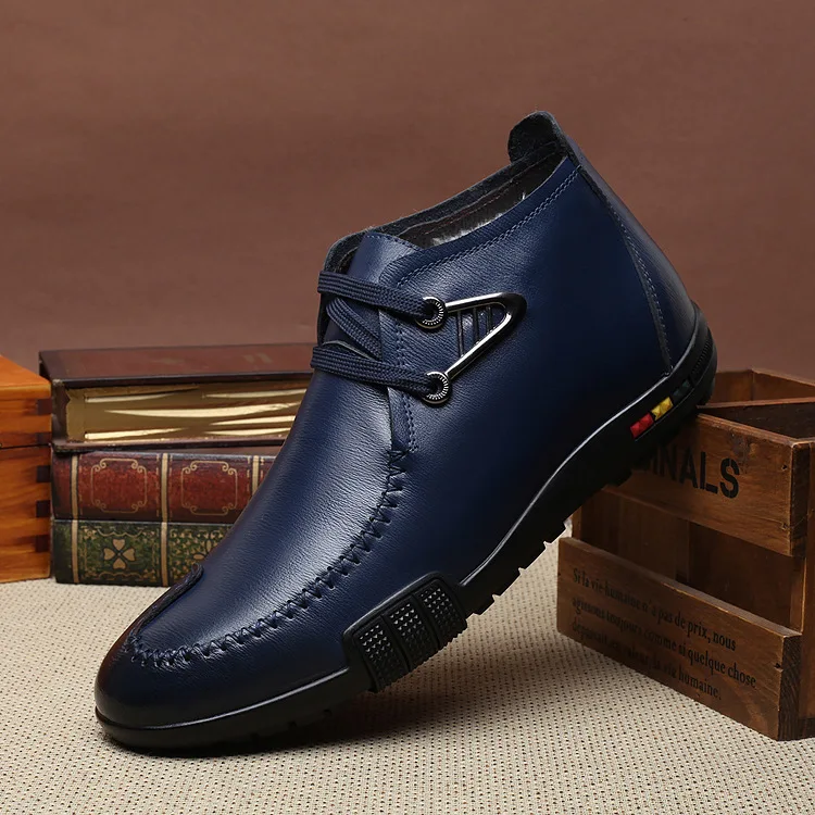 

Van Cleef Daishu Winter Warm Genuine Leather Wool Leather Boot Hight-top Fur Men Cotton-padded Shoes MEN'S SHOES