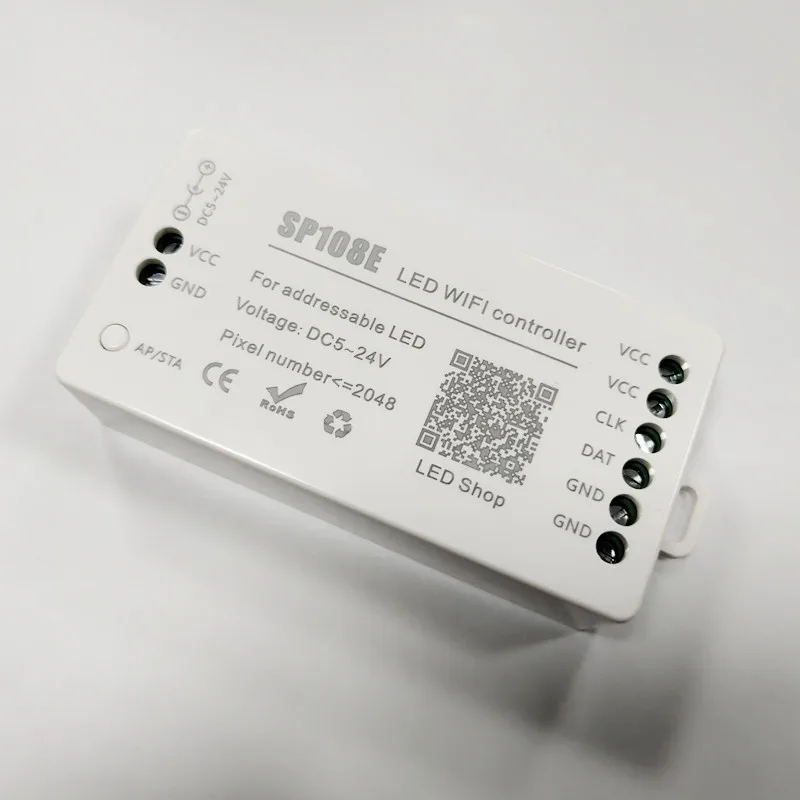 SP108E WS2812B WS2811 WS2801 СВЕТОДИОДНЫЙ WiFi контроллер управления, iOS Android App беспроводной пульт дистанционного управления DC5V~ 24 В SP108E для SK6812 SK6812-RGBW