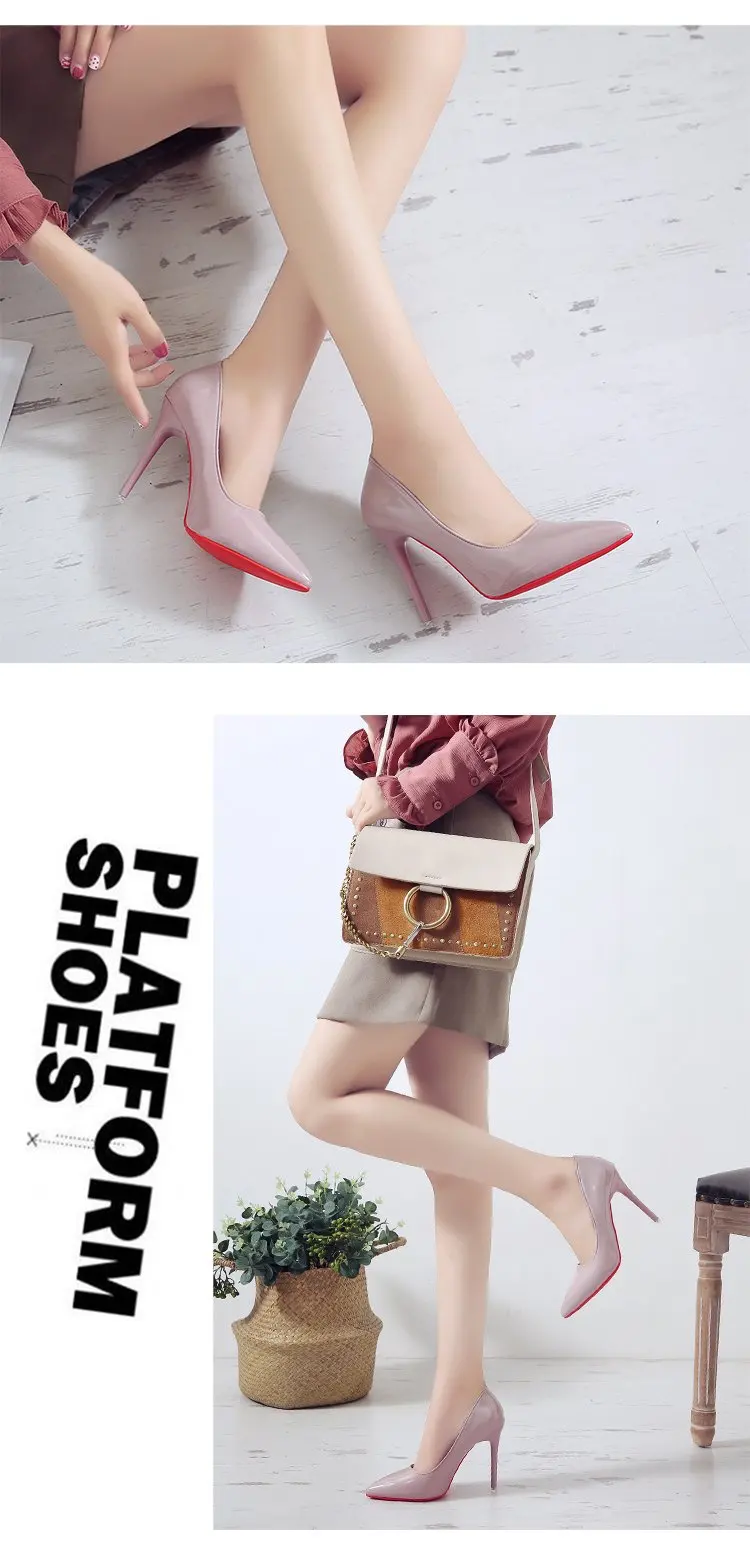 Shoes For Women 2022 Spring High Heel Pumps Sexy Foot Fetish Alternative Passion Sexy Red Bottom Pointed 10 CM Zapatos De Mujer