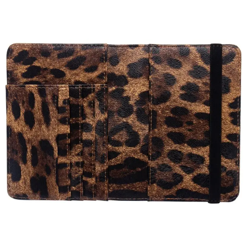 Leopard Pattern Leather Passport Holder Cover Case Credit Card Travel Wallet for Women Men A69C