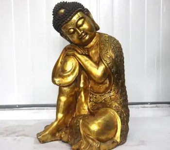 

Tibet Buddhism Copper bronze sleep Sakyamuni rest Tathagata Buddha statue