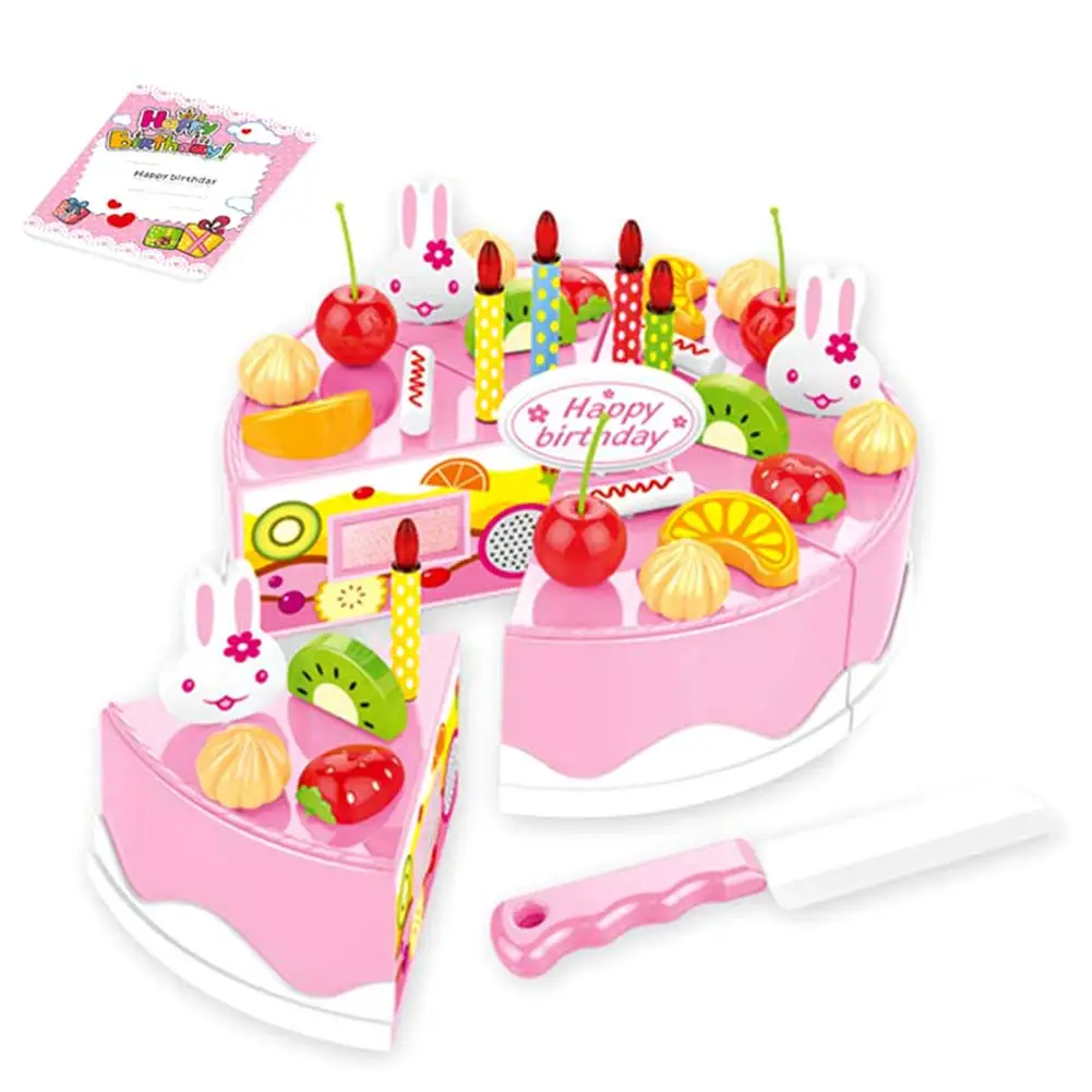 38PCS 38 шт./54 шт./75 шт. торт на день рождения DIY Модель Дети Раннее Образование ролевые игры Кухня Еда пластиковые игрушки Лидер продаж - Цвет: 38PCS
