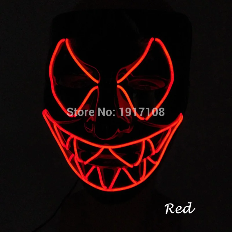 mask 15 Горячая мода EL Wire светящаяся ужасная Маска Новинка светодиодный сверкающая маска светящиеся Вечерние Маски для Хэллоуина страшные вечерние украшение для костюмированного представления - Цвет: mask 15