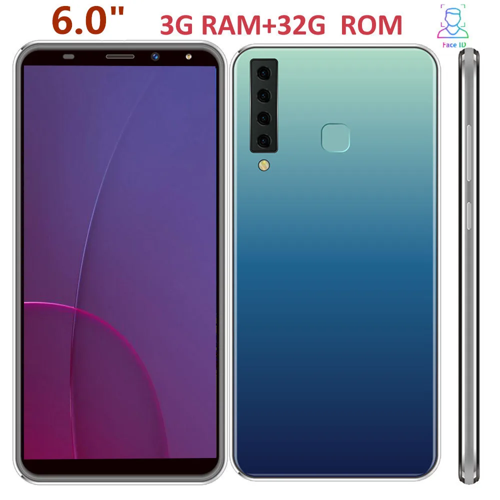 A9s 18:9 IPS экран 6 0 &quotсмартфоны четырехъядерный 3G RAM 32G ROM 8MP андроид MTK face ID