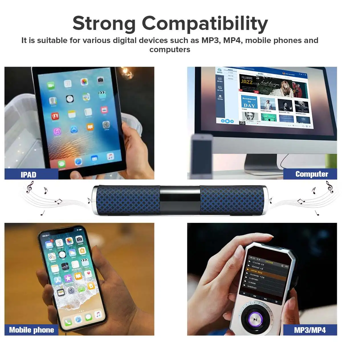 Wireless bluetooth Sport Speakers Mini Portable Speaker Super Bass Subwoofer Stereo FM for Computer Office Outdoor Rechargeable
