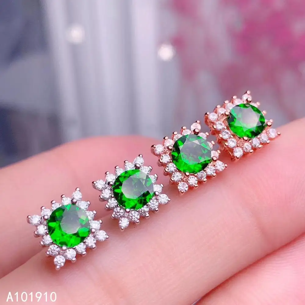 

KJJEAXCMY boutique jewelry 925 sterling silver inlaid natural Diopside gemstone female earrings support detection luxurious