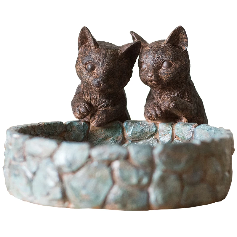 

Culvert Stone Trough Edge Kitty And Sheep Decorate Resin Ornament Flowerpot Flower Organ Fish Tank Admission Countryside Rural