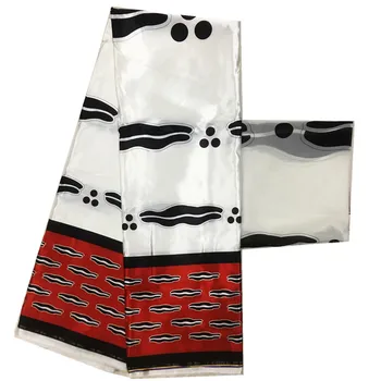 

Digital satin wax with chiffon wax fabric Nigerian African silk wax hot selling satin wax fabric for party dress