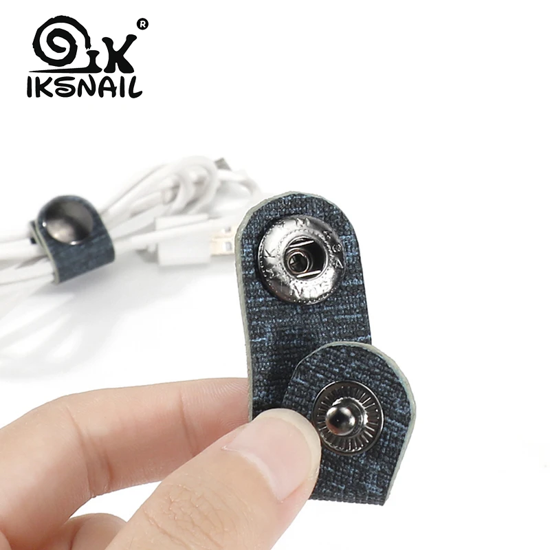IKSNAIL креативный кожаный кабель для наушников, органайзер, зажим, кабельные стяжки, кнопка намотки, пряжка, аксессуары для наушников, использование для кабелей