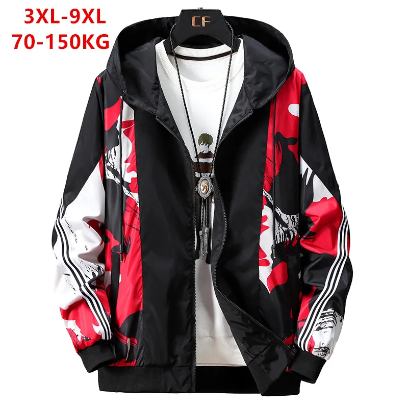 

Plus Size Jacket Men Red Black Camouflage Grey Teenager Coat Young Man 5XL 6XL 7XL 8XL Mens Spring Autumn Boys Hoodies Clothes