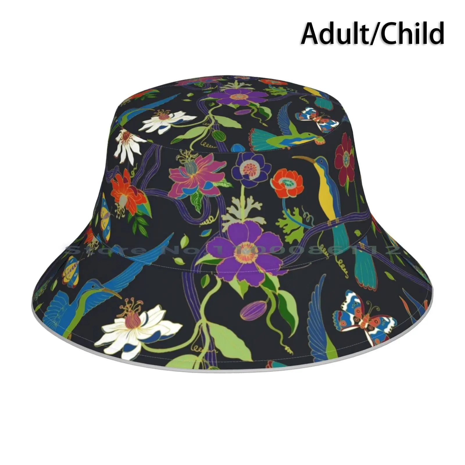 Hummingbird Flowers Bucket Hat for Men and Women,Foldable Sun