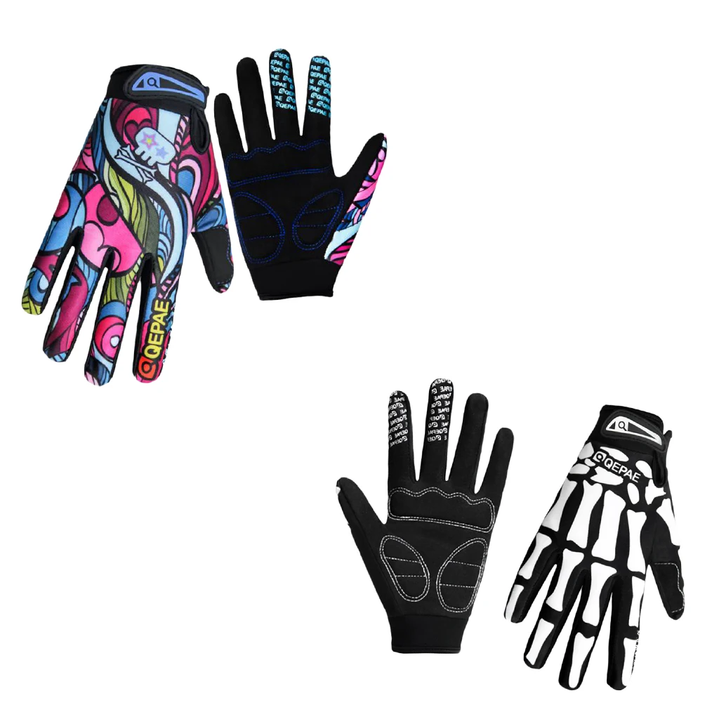 1 Pair Full Finger Gloves 3mm High Elastic SBR Mat Cycling Gloves Gel Pad Gloves Sportswear Riding Mitts for Cycling Skating