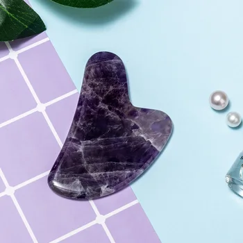 

Gua Sha Facial Tool Natural Amethyst Guasha Massage Board Healing Stone Scraping Massage Acupuncture Treatment Skincare Tool