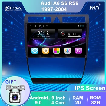 

OKNAVI Android 9.0 Car Multimedia Video Player For A6 S6 RS6 2007 2008 2002 2004 GPS Navigation Stereo Audio Radio No DVD