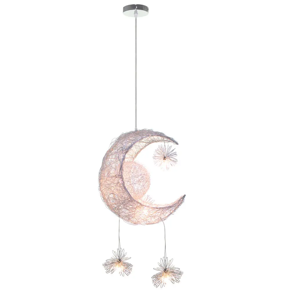 Lámpara colgante moderna y creativa para dormitorio de niños, luz de luna y Estrella, decoraciones navideñas para el hogar, accesorio de iluminación LED