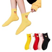Женские осенне-зимние милые носки с рисунками из мультфильмов, с маленькими животными, Harajuku, японские повседневные забавные носки, angry birds, счастливые цветные носки