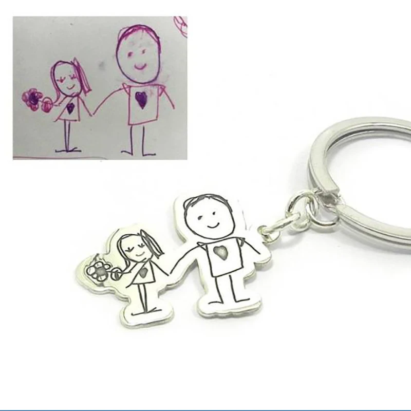 

Custom Handwriting keychain Customized Children's Drawing/Engrave Signature Key Chain Nightmare Before Christmas For Friends