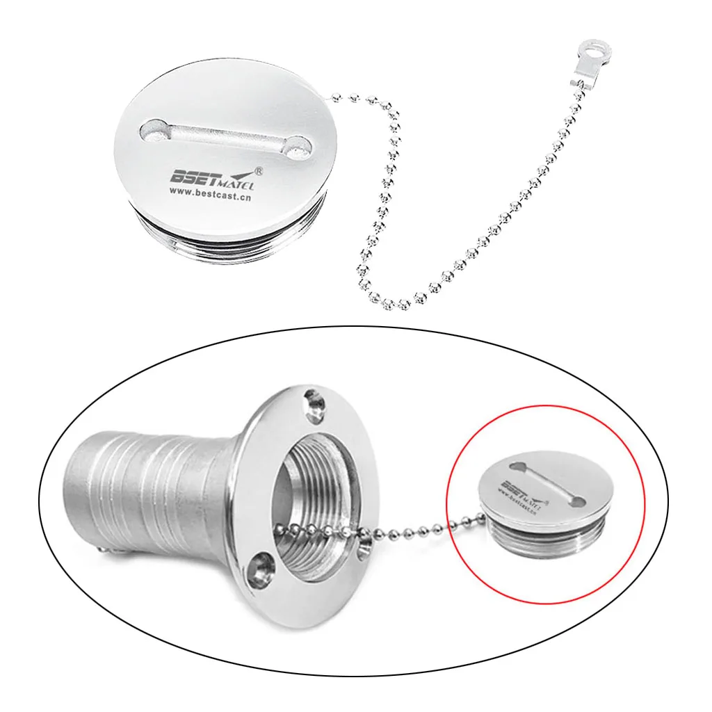 

2Pcs Stainless Steel Marine 2" Boat Deck Fill Cap with Chain Fuel Water Gas