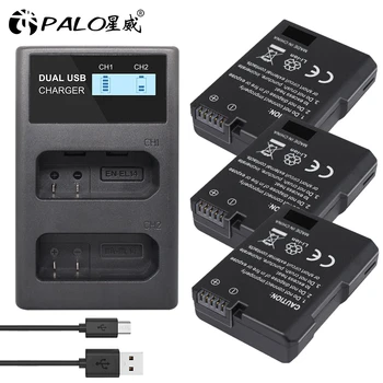 

PALO 1200mAh EN-EL14 battery for Nikon + LCD smart disply USB charger for Nikon D3300 D3400 D5200 D5500 P7000 P7100 P7700 P8000