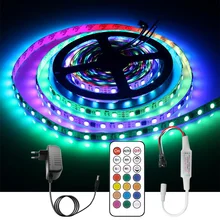 O pixel esperto endereçável ws2811 da c.c. 12v conduziu a fita do sonho de rgbic do jogo 5m 10m 15m 20m 5050 da luz de tira com adaptador + controlador