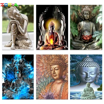 

Round Diamond Painting 5D Embroidery Diamond DIY Mosaic Pattern Buddha Religion Stone Statue Needlework Rhinestone Painting R338