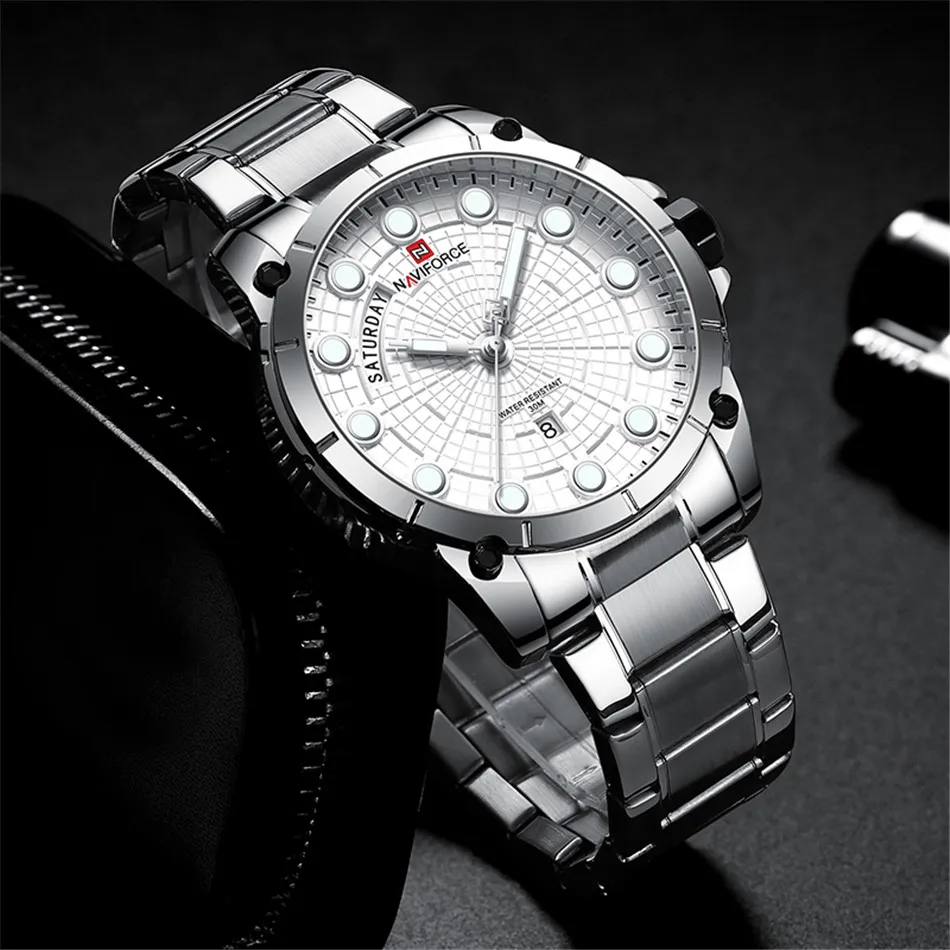 NAVIFORCE Men's Watch, Men's Luxury Stainless Steel Watch, Fashion Trend Men's Watch, Business Casual Men's Watch, Men's Sports