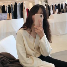 Женские свитера с v-образным вырезом, прочные кардиганы, двубортный вязаный, на пуговицах, корейский стиль, женские топы, весна, женский свитер