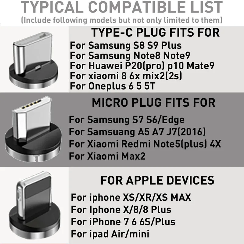 Магнитный кабель для быстрой зарядки Type C Micro USB 2 м красный нейлоновый провод Lightning