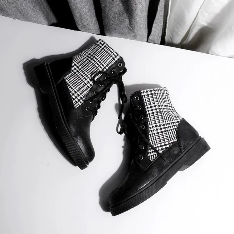 

Big Size 9 10 11 12 boots women shoes ankle boots for women ladies boots shoes woman winter Cross binding with matching colors