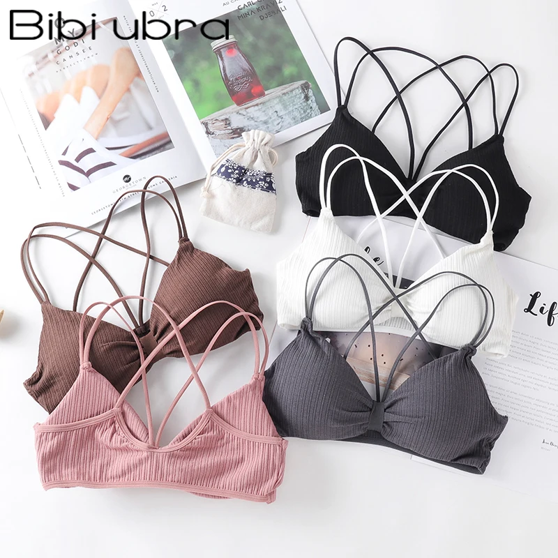 

Women Sexy Bra Push Up Bras Cross Beauty Back Sling V-Neck Bras Wireless Bralette Sexy Lingerie Bra Seamless Brassiere Underwear