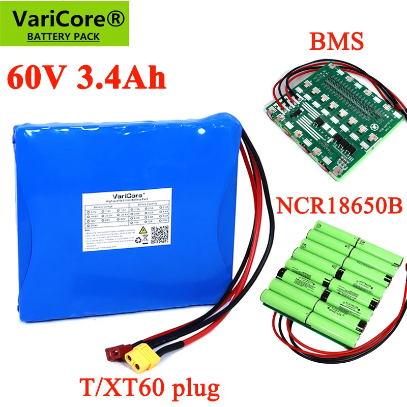 

VariCore 60V 3.4Ah 16S1P 18650 li-ion battery pack Rechargeable batteries with BMS for self balance scooter electric unicycle