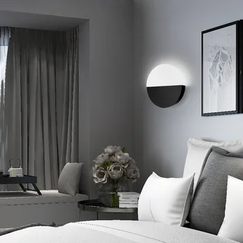 Lámpara de Pared moderna para Led decorativo, Aplique nórdico de Pared con montaje en blanco y negro, Aplique redondo para cabecera de Hotel y luna