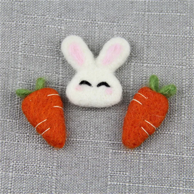 2pc Carrot Wool Felt Cute Wool Felts For Girls Headband Jewelry Accessory Home Party Decor Crafts DIY Keychain Handmade Supplies