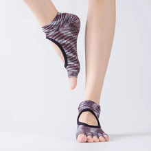 Yoga Socks Women Backless Non-Slip Cotton Massage Sport Yoga Socks Breathable Pilates Fitness Workout Gym Fingers Socks