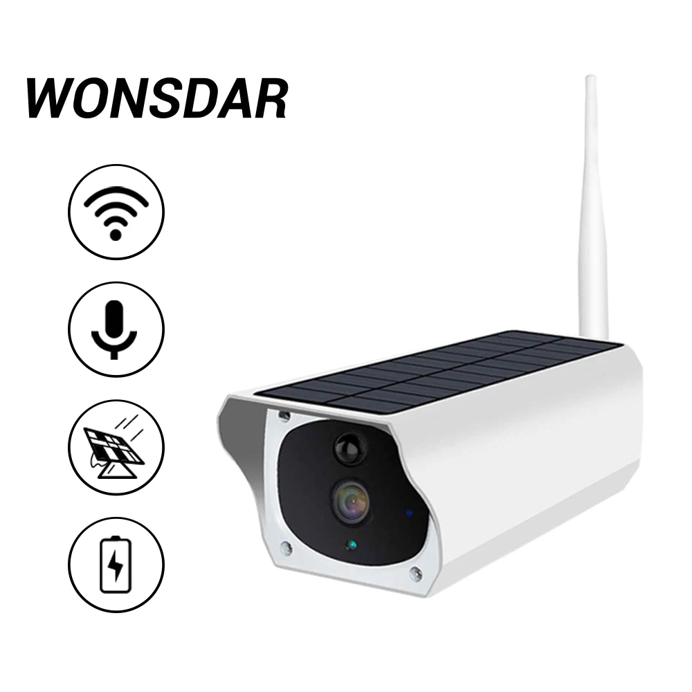 

Wonsdar 1080P 2MP Solar IP Camera Wi-Fi Wireless Outdoor Waterproof Rechargeable Battery Powered Security Camera Video PIR Cloud